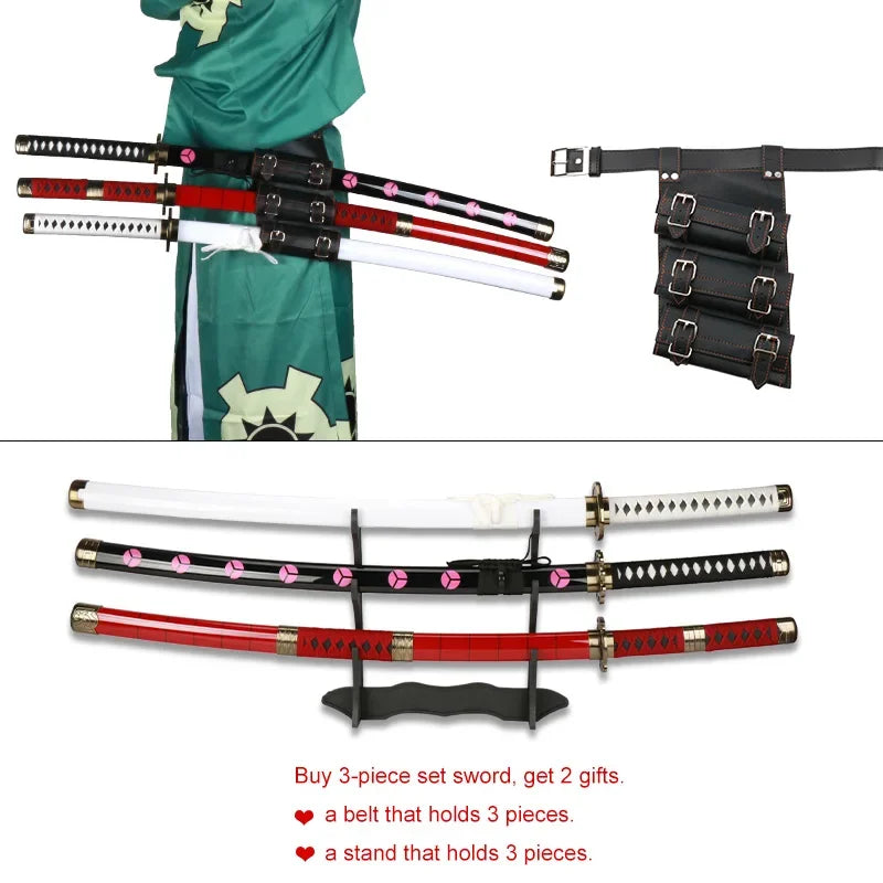 Roronoa Zoro Katana 3pc Toy Cosplay sword Anime Role-playing Weapons Sandai kitetsu  Wado Ichimonji  Enma Purple Halloween Gift