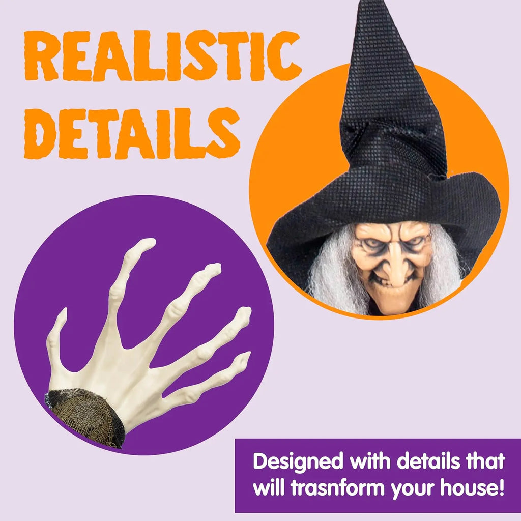 Halloween Hanging Flying Witch Decorations, 4 Pack