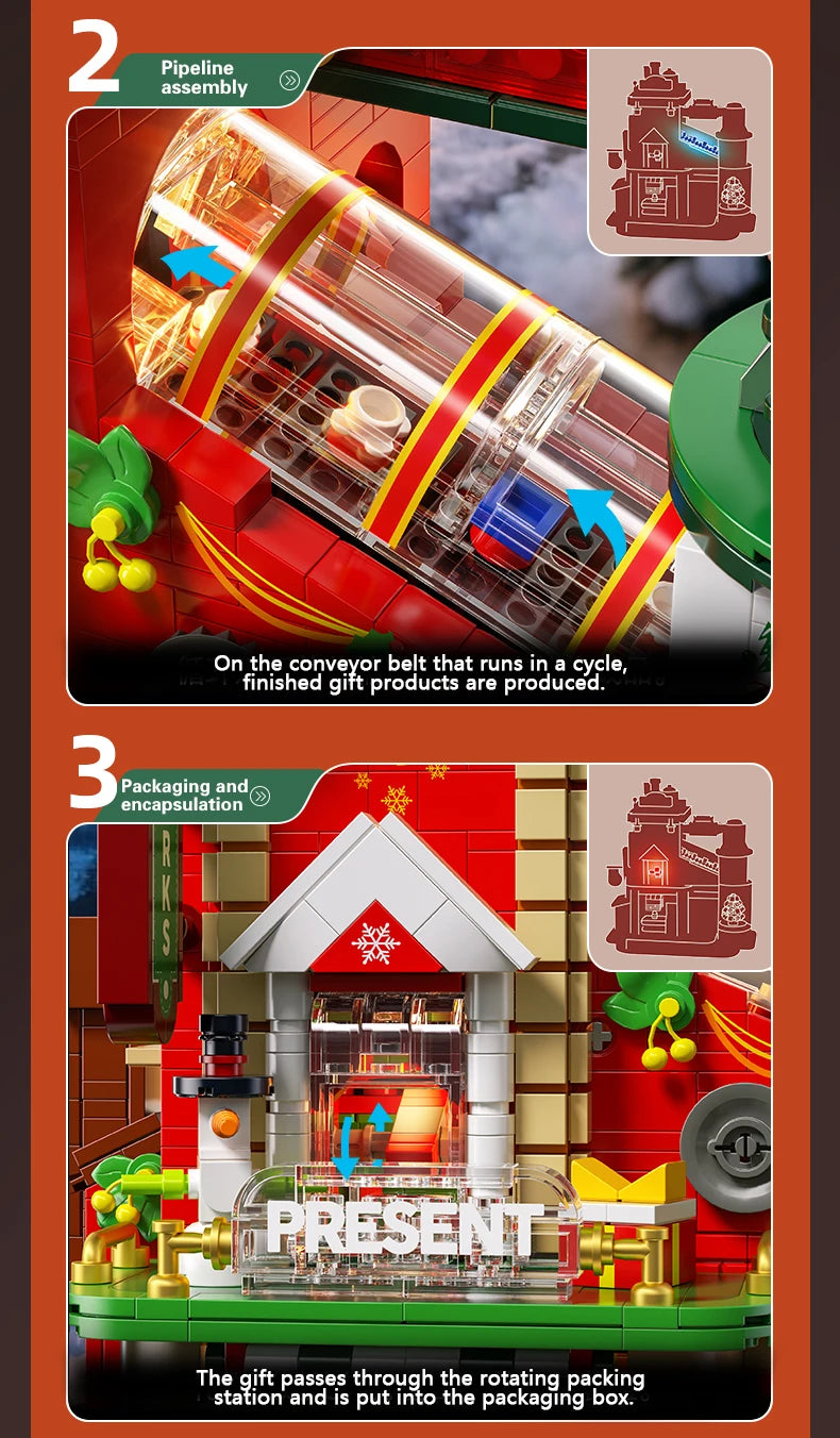 KAVOWORLD Christmas Present Factory House Building Blocks Set 2782PCS DIY Assembly Bricks Toy for Christmas Gift Home Decoration