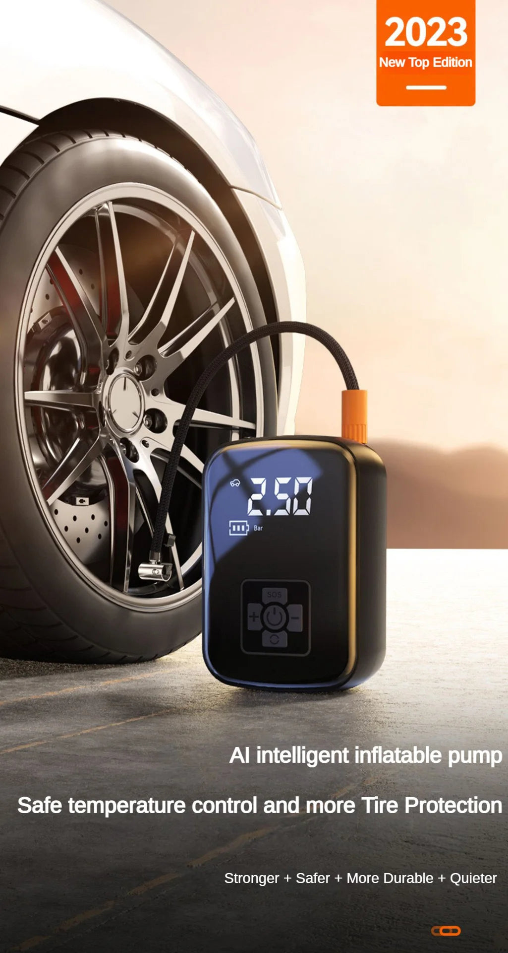 Portable 12V Cordless Tire Inflator, 150 PSI