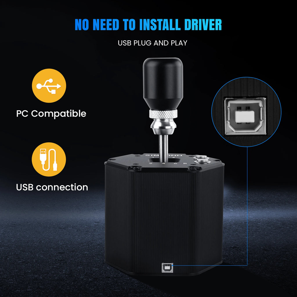 SIMSONN 6+R H Gear Shifter Compatible with Logitech G27 G29 G25 G920 For ETS2 Simracing Game Hall Sensor Sim Shift USB Connection to PC