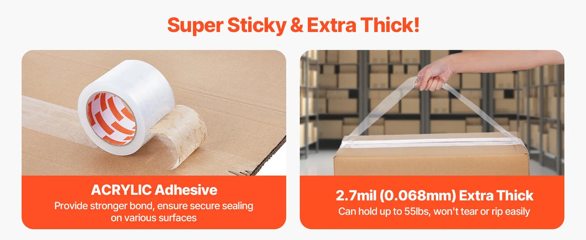SucceBuy 6/24 Rolls 7.6CM 70M High Viscosity Clear Adhesive Tape Transparent Packaging Tape for Office Wrapping Express Packing