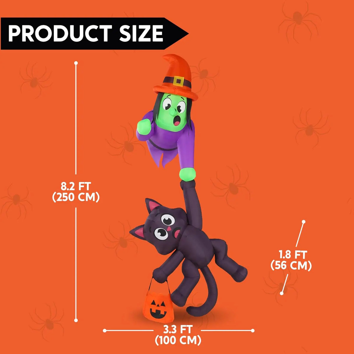 Halloween 8 ft Inflatable Roof Witch with LED Lights