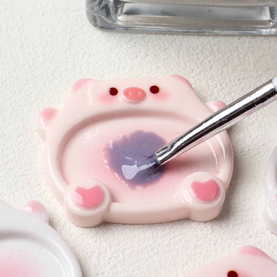 Cartoon Pig Nail Art Color Mixing Palette, 2-Pack
