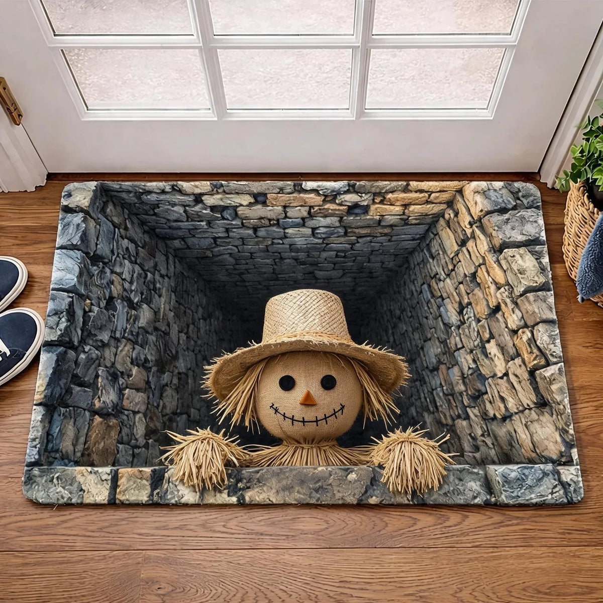 Halloween 3D Illusion Skeleton Pit Door Mat