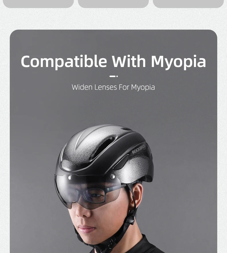 ROCKBROS Bicycle Helmet  Aero Cycling Helmet Integrally-molded Bike Helmet Men Women Goggles Lens MTB Road Cycling Equipment