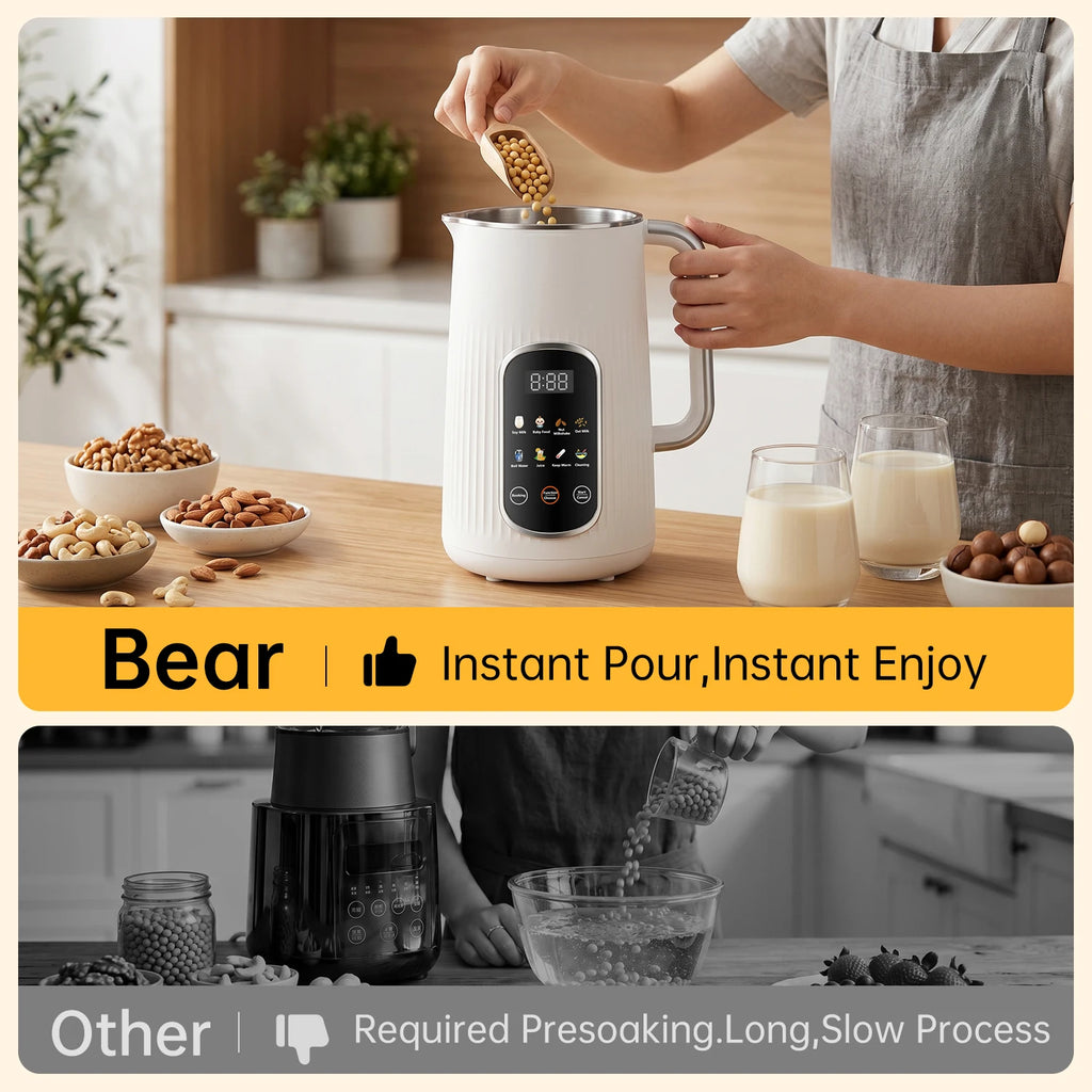 （ stainless steel inner lid）8 in 1 Nut Milk Maker Machine, 42oz IMD Screen Almond Milk Maker, Soy Milk Maker with Self-Cleaning, Delay Start, Keep Warm, Boil Water, Automatic Plant-Based Milk Blender for Soybean, Oat, Coc