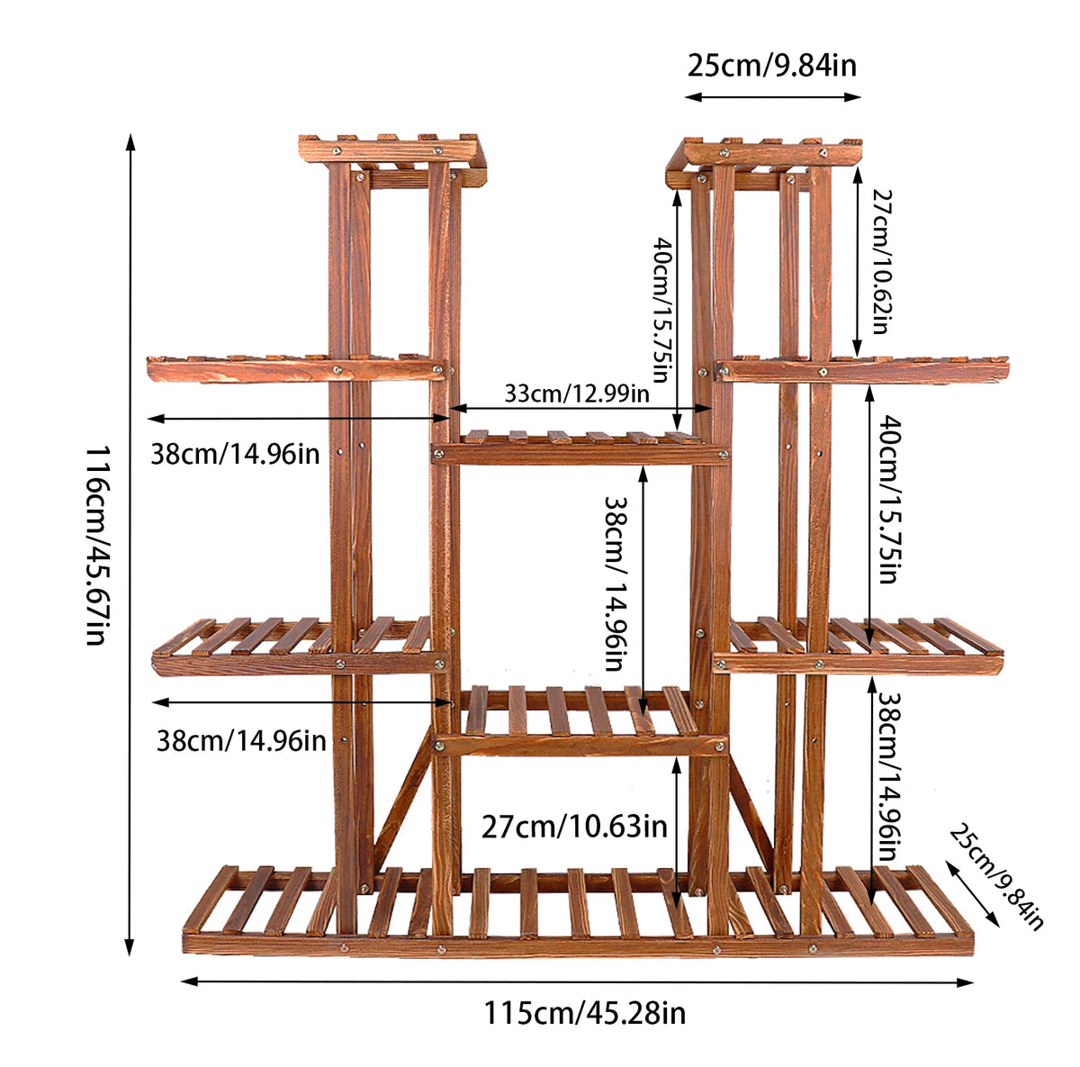 Multi-Tier Wooden Plant Stand for Indoor and Outdoor