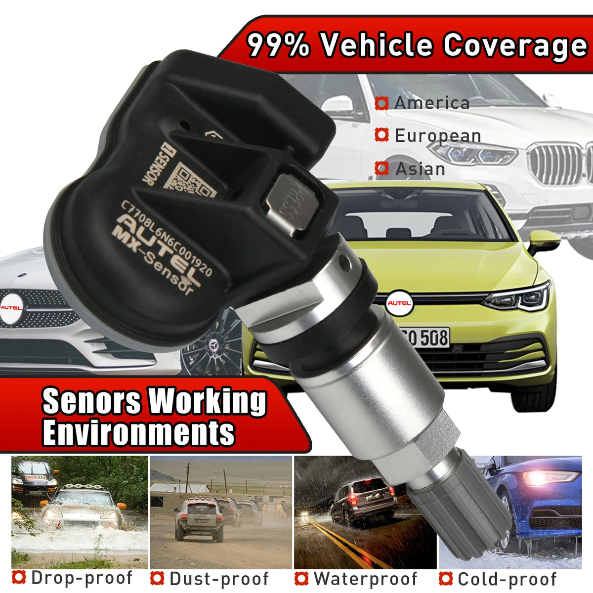 Autel TPMS MX Sensor 315MHz 433MHz Sensor 2in1 Clone-able Programming Sensors For TS501 TS508 Tire Pressure Monitoring Car Tool