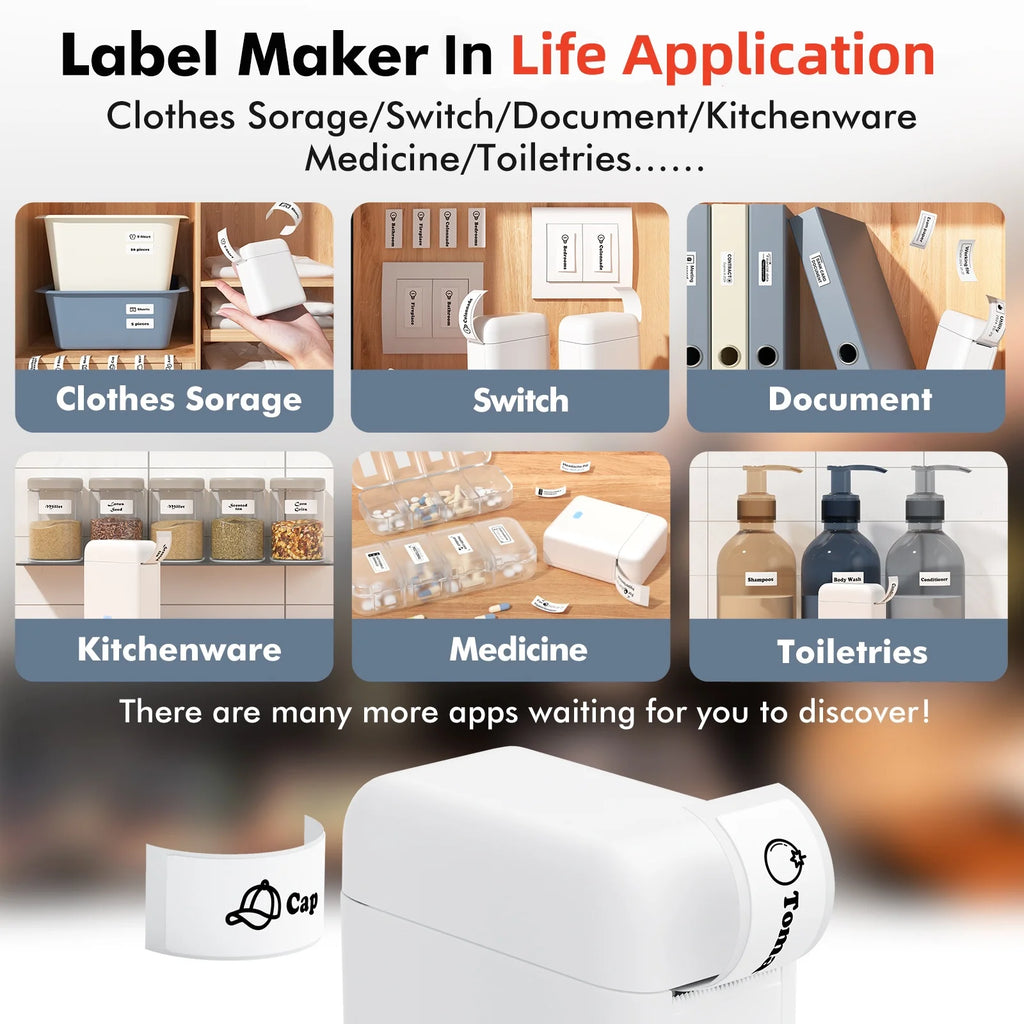 Mini Wireless Thermal Label Printer, Ink-Free