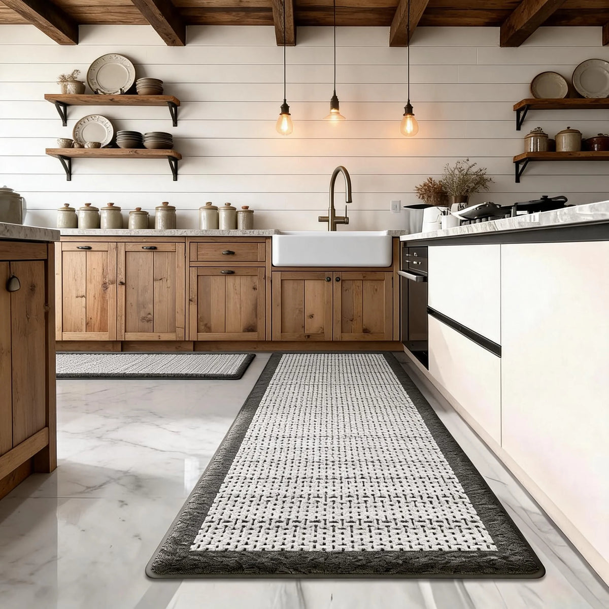 Long Kitchen Runner Rug Cozy Plush Flannel Floor Rug Non Slip Water Absorbent Decorative Mat for Bathroom