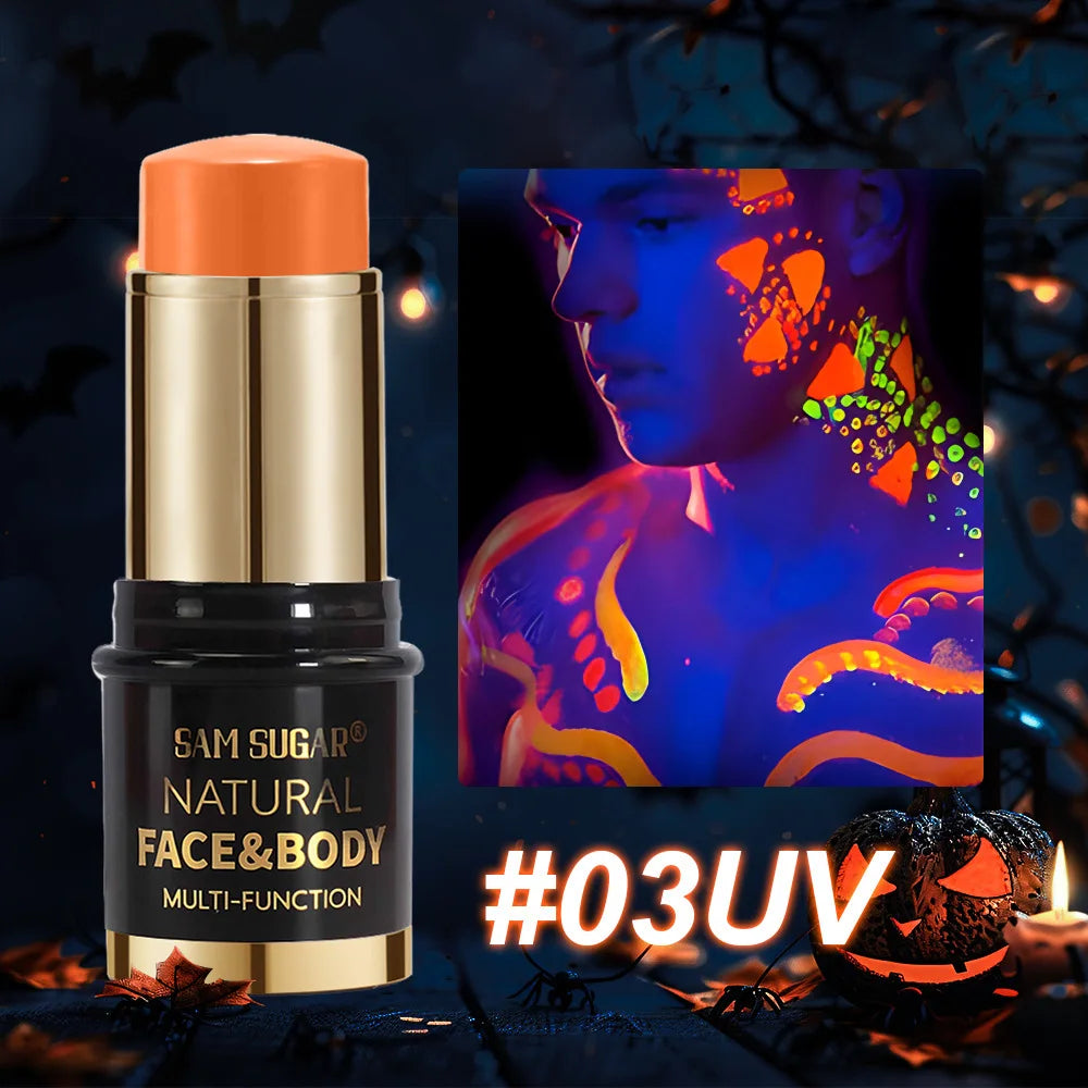 12 Colors Black White Halloween Makeup Waterproof Face Body Paint Stick Neon Colorful Blue Green Yellow Face Paint Cosmetics
