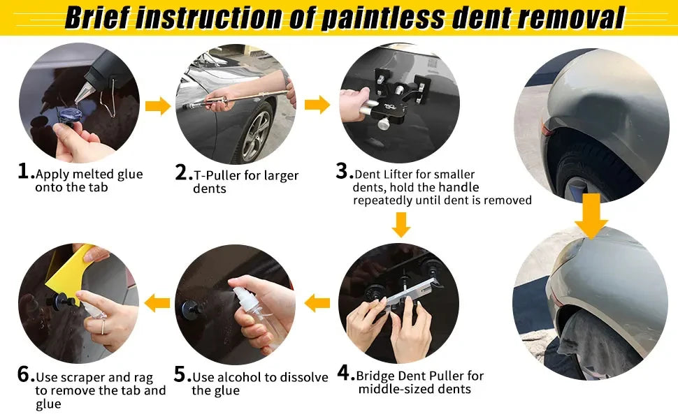 Super PDR Car Body Dent Repair Tool Professional Paintless Dent Removal Tool Set DIY Dent Puller Repair Tool with Slide Hammer