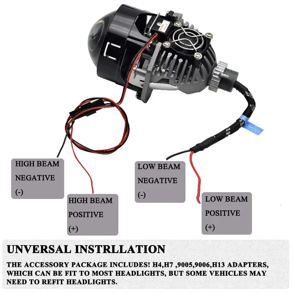 90W 2.5 Inch Angel Eyes Mini Bi Led Lens Universal Projectors For H4 H7 9005 9006 Car Headlights Retrofit Halo Mask Upgrad Kit
