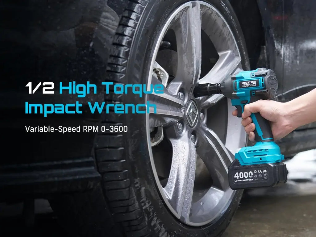 Seesii 3-In-1 Tool Combo Kit Rotary Hammer Drill Impact Wrench Angle Grinder Electric Brushless Cordless Battery Powered Tool Kits with 2x4.0Ah Batteries for Car Home Heavy-duty