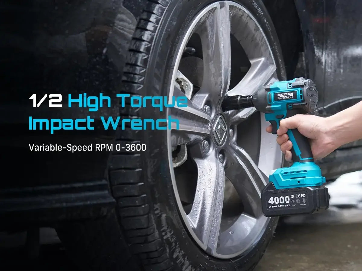 Seesii 3-In-1 Tool Combo Kit Rotary Hammer Drill Impact Wrench Angle Grinder Electric Brushless Cordless Battery Powered Tool Kits with 2x4.0Ah Batteries for Car Home Heavy-duty