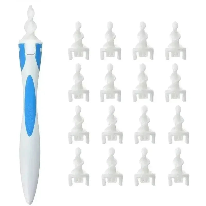 Ear Wax Remover Tool with Soft Silicone Tips, Spiral Ear Cleaner with 16 Replacement Tips