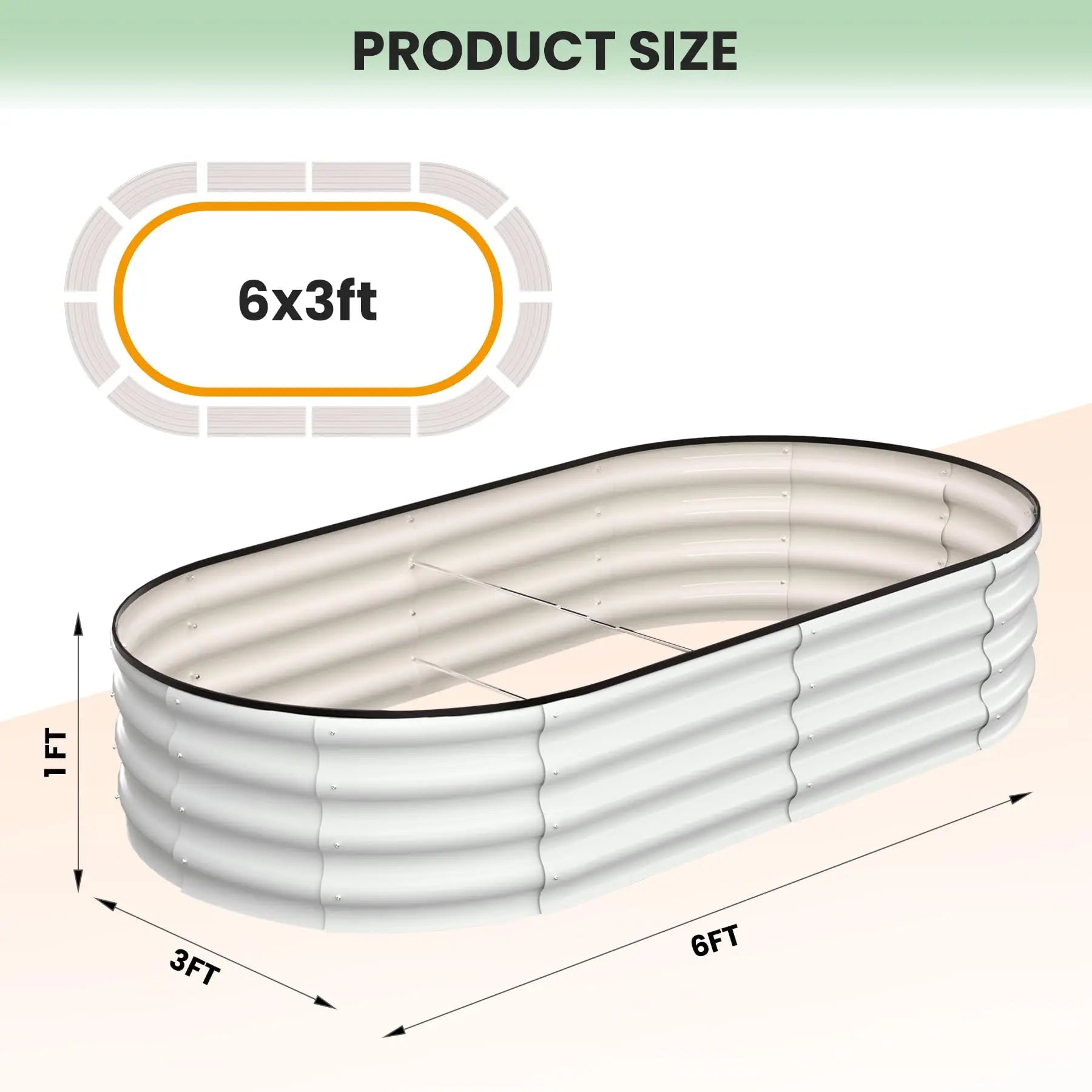 2-Pack Oval Galvanized Steel Raised Garden Bed Open Base Safety Edge Metal Planter Box Raised Beds for Vegetables Flowers Herbs