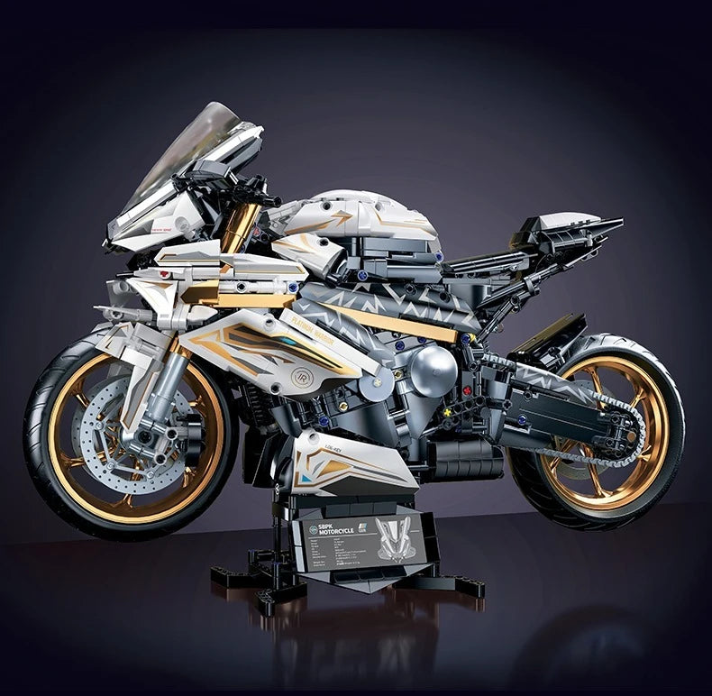 KAVOWORLD 1:5 Motorcycle Desktop Ornament Building Blocks Set 2045PCS Technic Motorbike Model Kit Sport Bike Bricks Boy Toy Gift
