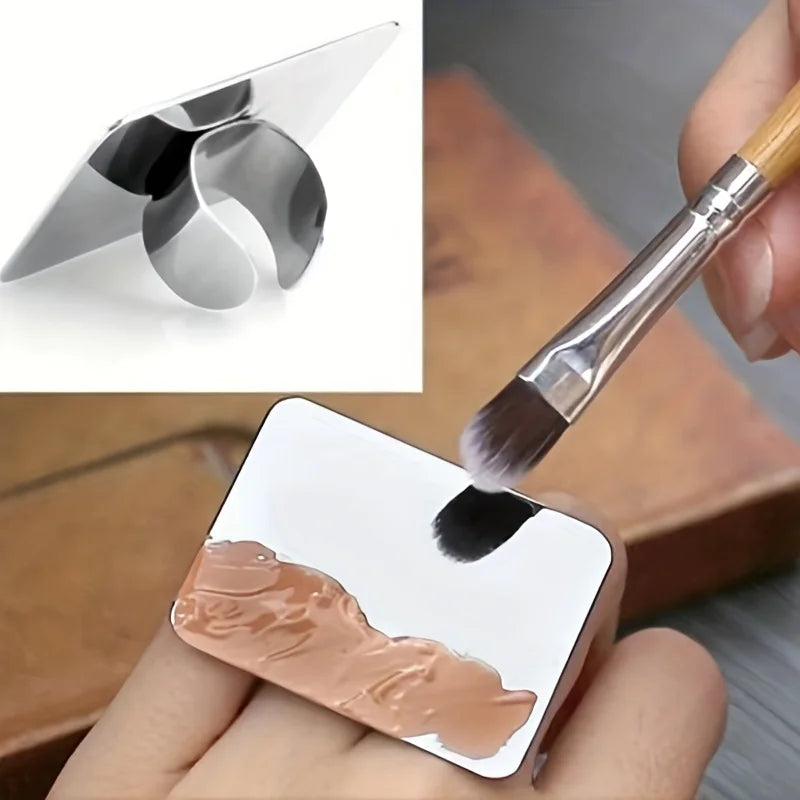 KissDate Stainless Steel Makeup Mixing Palette with Spatula, Foundation and Nail Art Mixing Tray