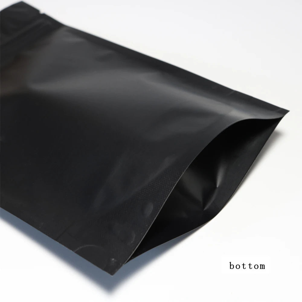 100pcs Premium Matte Black Stand Up Mylar Bags, Aluminum Foil Lined Smell Proof Ziplock Pouches - Best for Coffee & Food Storage