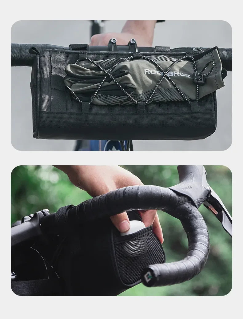 ROCKBROS Bike Handlebar Bag Portable 1.5L Multifunctional Shoulder Bag Highly Reflective Strap Crossbody Cycling Frame Tube Bag