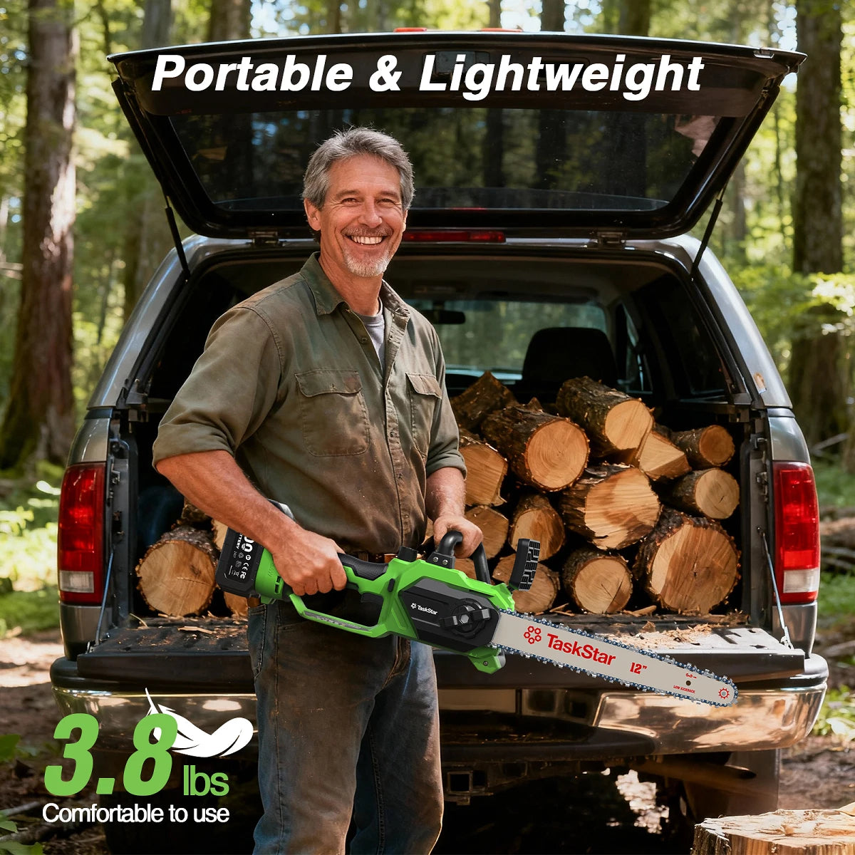 12 Inch Brushless Electric Chainsaw Cordless Electric Saw with Auto Oiler & Security Lock