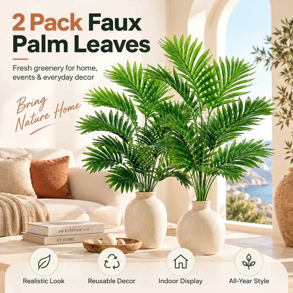 Artificial Palm Fronds, UV-Resistant Faux Tropical Leaves