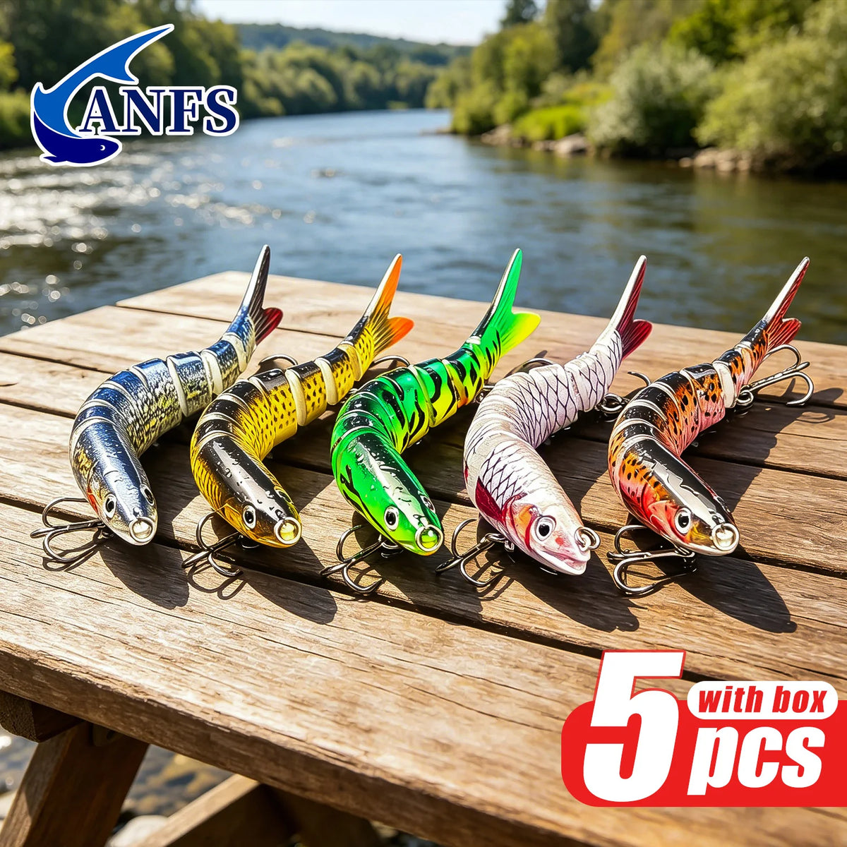 5-Piece Jointed Swimbait Fishing Lures, Realistic Sinking Multi-Section Hard Baits