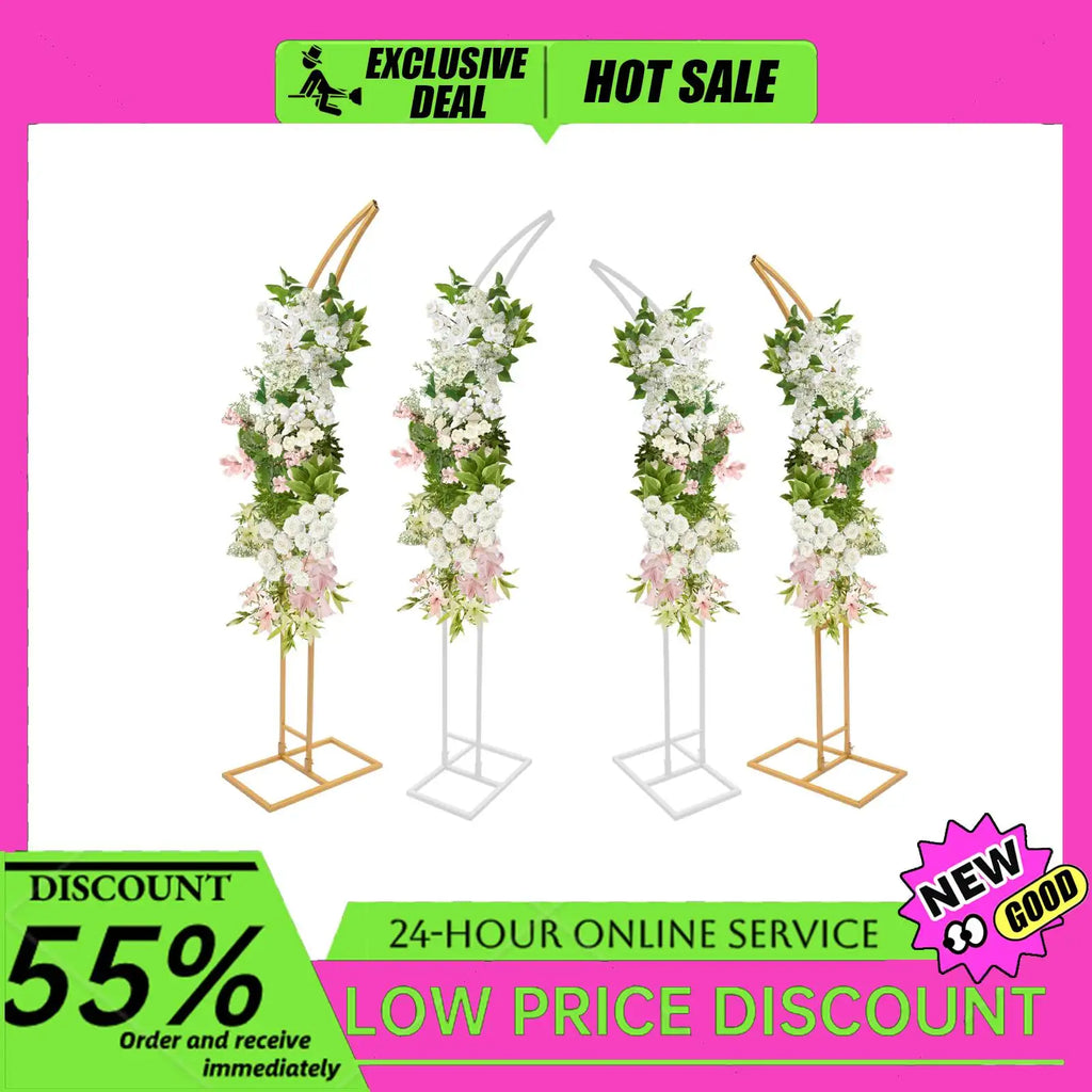 2-Piece Curved Wedding Arch Stand  Ceremony Backdrop Bracket Decorative Arch Frame for Weddings/Parties