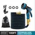 Expandable Retractable Flexible Garden Water Hose With 8 Spray Modes Nozzle Heavy Duty Leak Free Brass Fitting Collapsible Stretch Water Pipe For Yard Plant Irrigation Car Wash Pet Shower Balcony Patio Camping Outdoor Househo