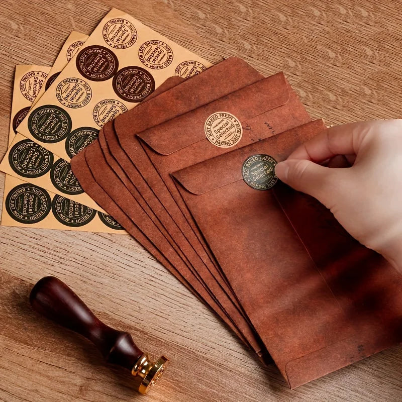 10-Pack Vintage Kraft Paper Envelopes, Self-Adhesive Blank Invitation Envelopes