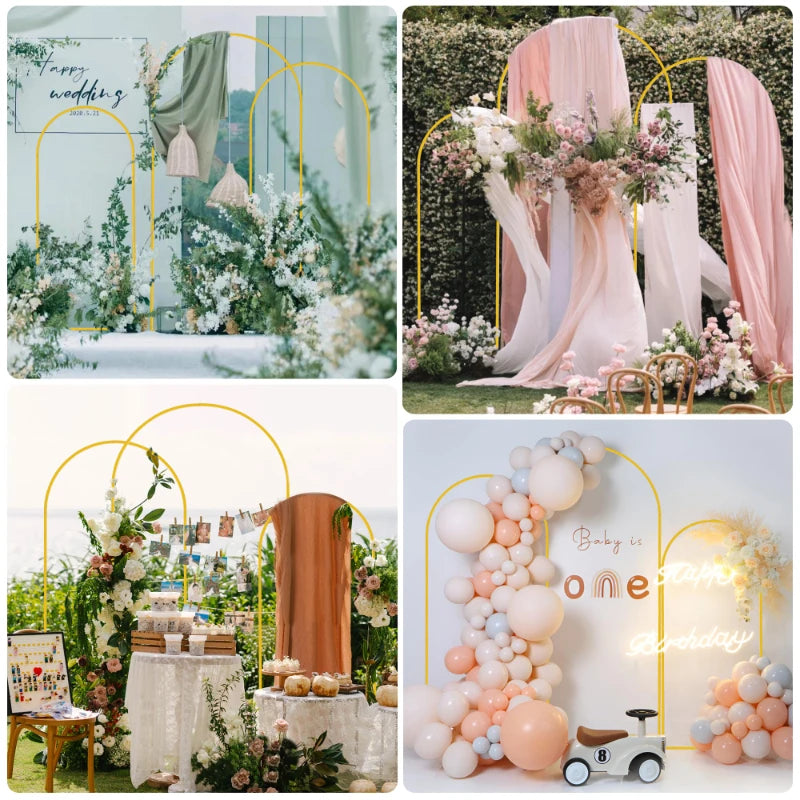 5 Styles Chira Backdrop Stand Large Size Gold Metal Balloon Arch Set Photography Background Wedding Party Decor Flower Support