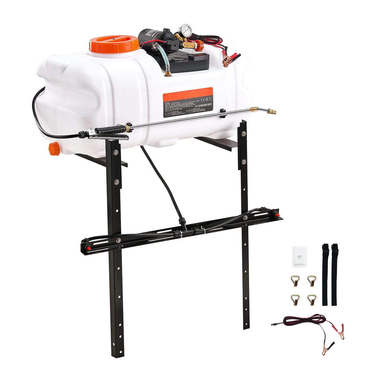 SucceBuy ATV Spot Sprayer 15.9 Gal/60 L ATV/UTV Broadcast Sprayer with Nozzle Boom 12 V Pump Weed Sprayer with Water Tank White