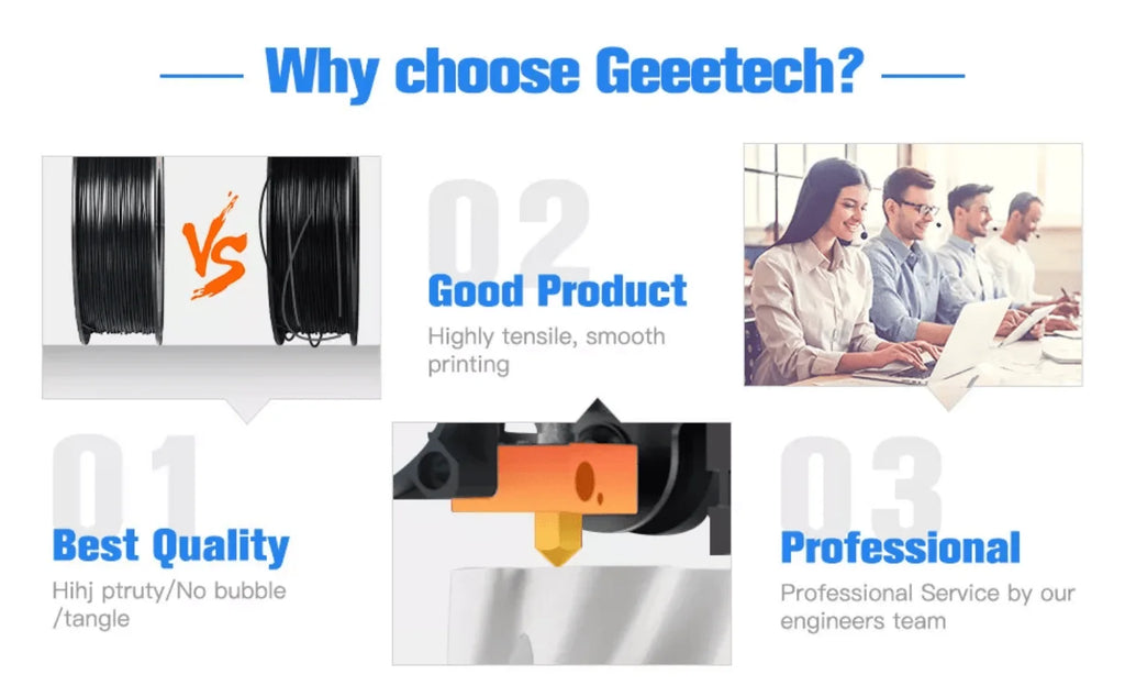 Geeetech Standard PLA Filament 1kg 1.75mm 3D Printer Plastic Material, Accuracy 0.03mm, Fit Most FDM Printer