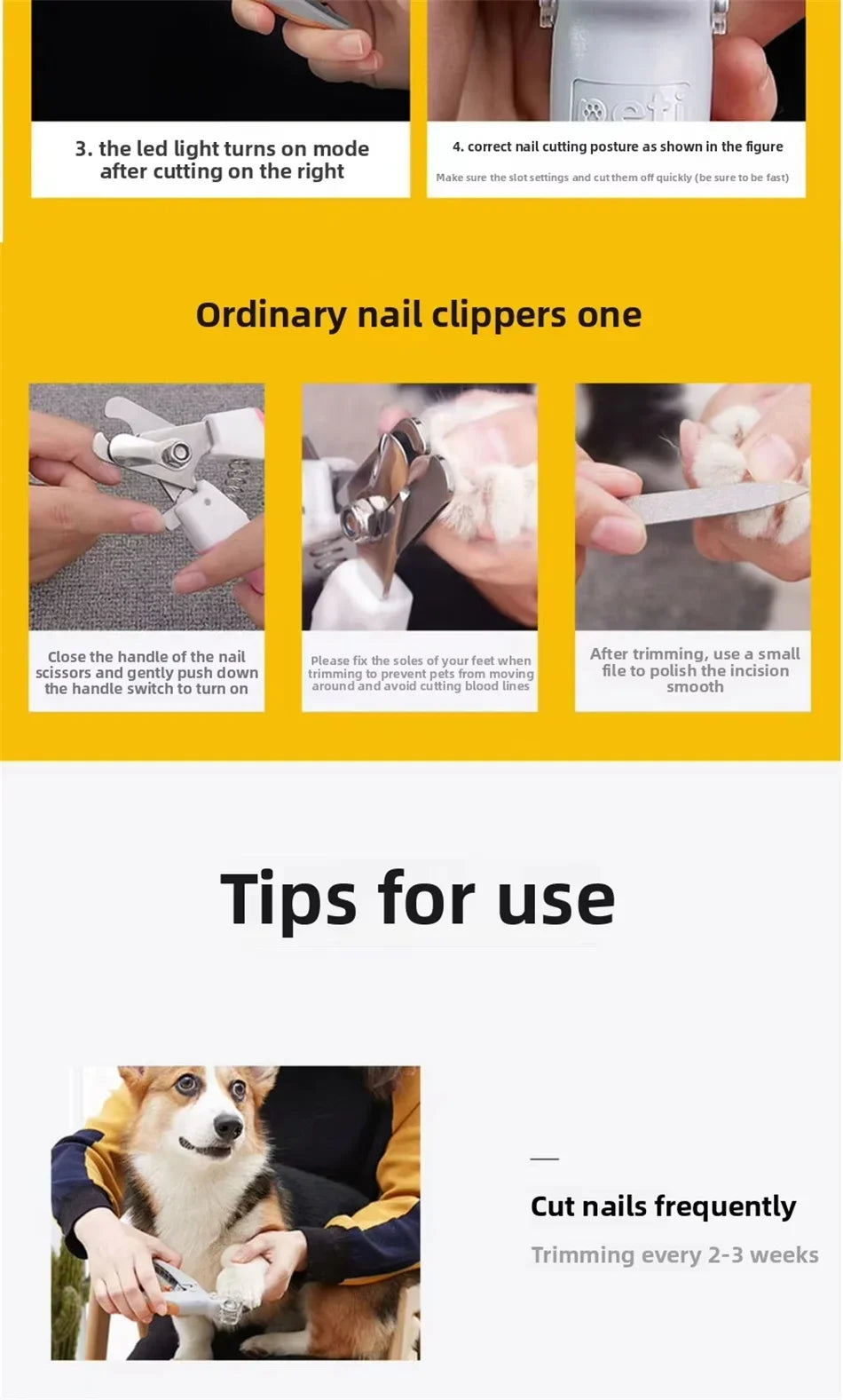 LED Pet Nail Clipper with 5X Magnifying Lens, Dog Cat Nail Trimming Scissors, Safe Claw Grooming Tool for Pets