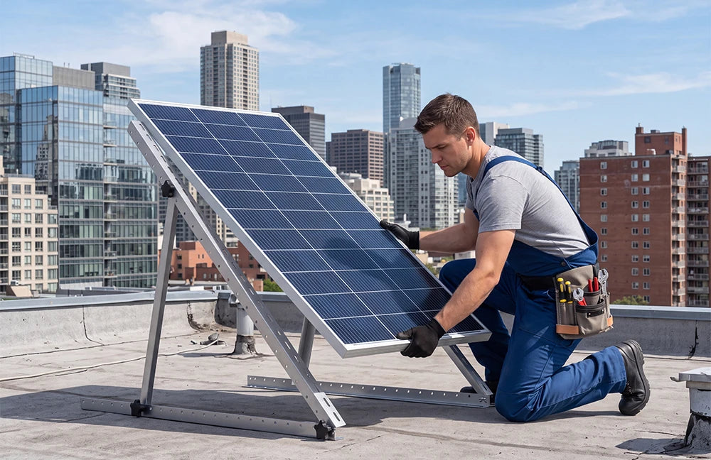47/45 Inch Upgraded Adjustable Solar Panel Tilt Mount Bracket Foldable Tilt Legs Stand Supports 100‑500W Solar Panels 1/2/4 Pack for Roof RV Boat