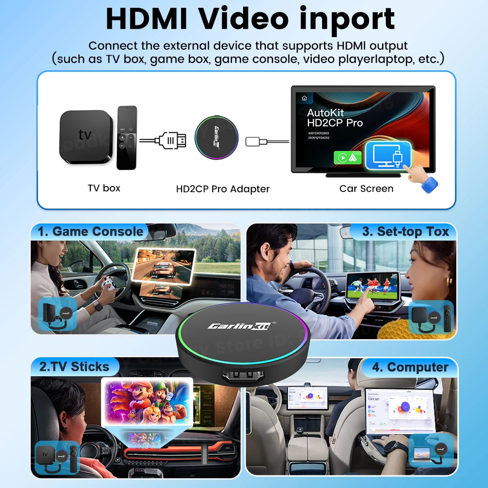 2026 CarlinKit HD2CP Pro CarPlay to HDMI Wireless Adapter CarPlay Android Auto 2K HDMI Input Support Tv Stick Laptop Tv Box 5.0