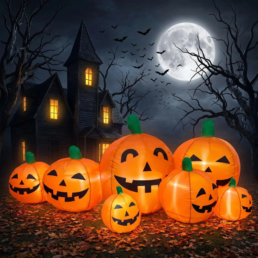 7.5FT Halloween Pumpkin Inflatable Outdoor Toy LED Lights Blow Up Jack O Lantern Patch Yard Lawn Porch Fall Thanksgiving Decor