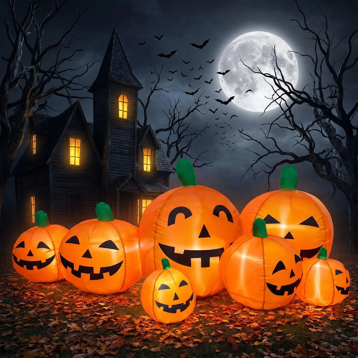 7.5FT Halloween Pumpkin Inflatable Outdoor Toy LED Lights Blow Up Jack O Lantern Patch Yard Lawn Porch Fall Thanksgiving Decor