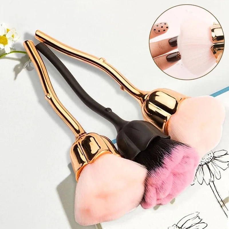 Fashion Rose Shaped Nail Brushes Women Manicure Nail Art Dust Brush Gel Polish Dust Cleaning Nail Brushes Tool Nail Supplies