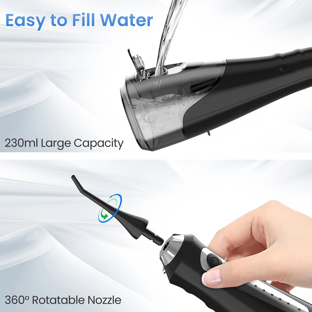 Portable Cordless Water Flosser, 5-Mode Oral Irrigator with 230ml Tank and 5 Jet Tips