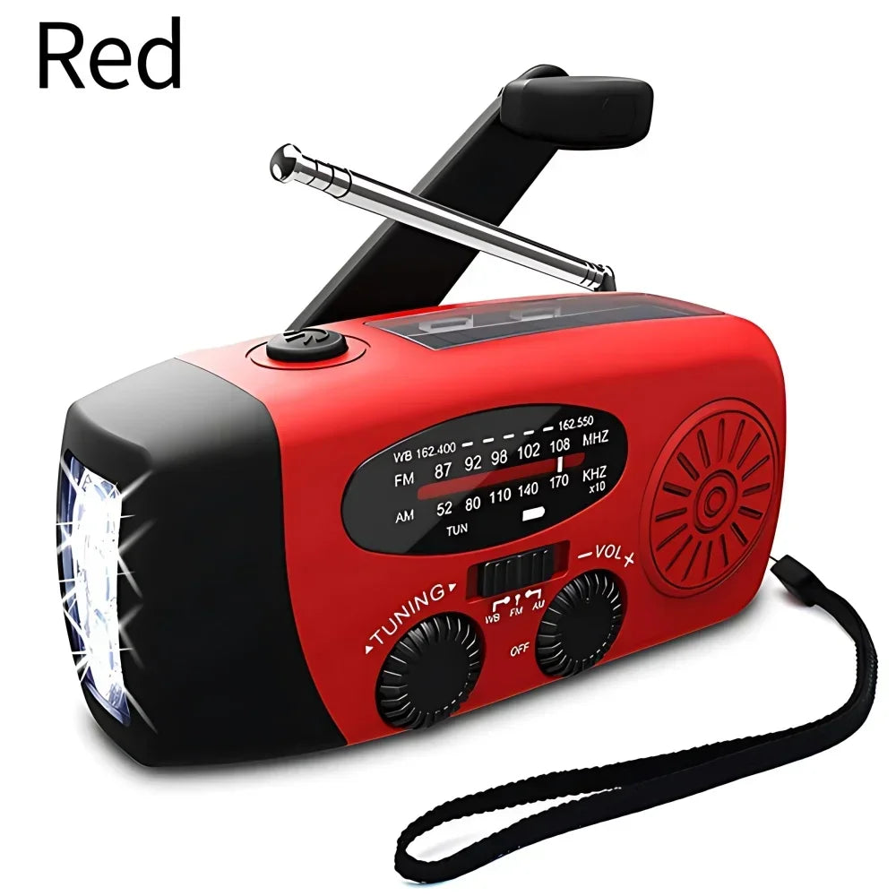 Solar Hand Crank Radio Portable Emergency Weather Alert Device with 2000mAh Power Bank and LED Flashlight Ideal for Home Blackout Severe Weather
