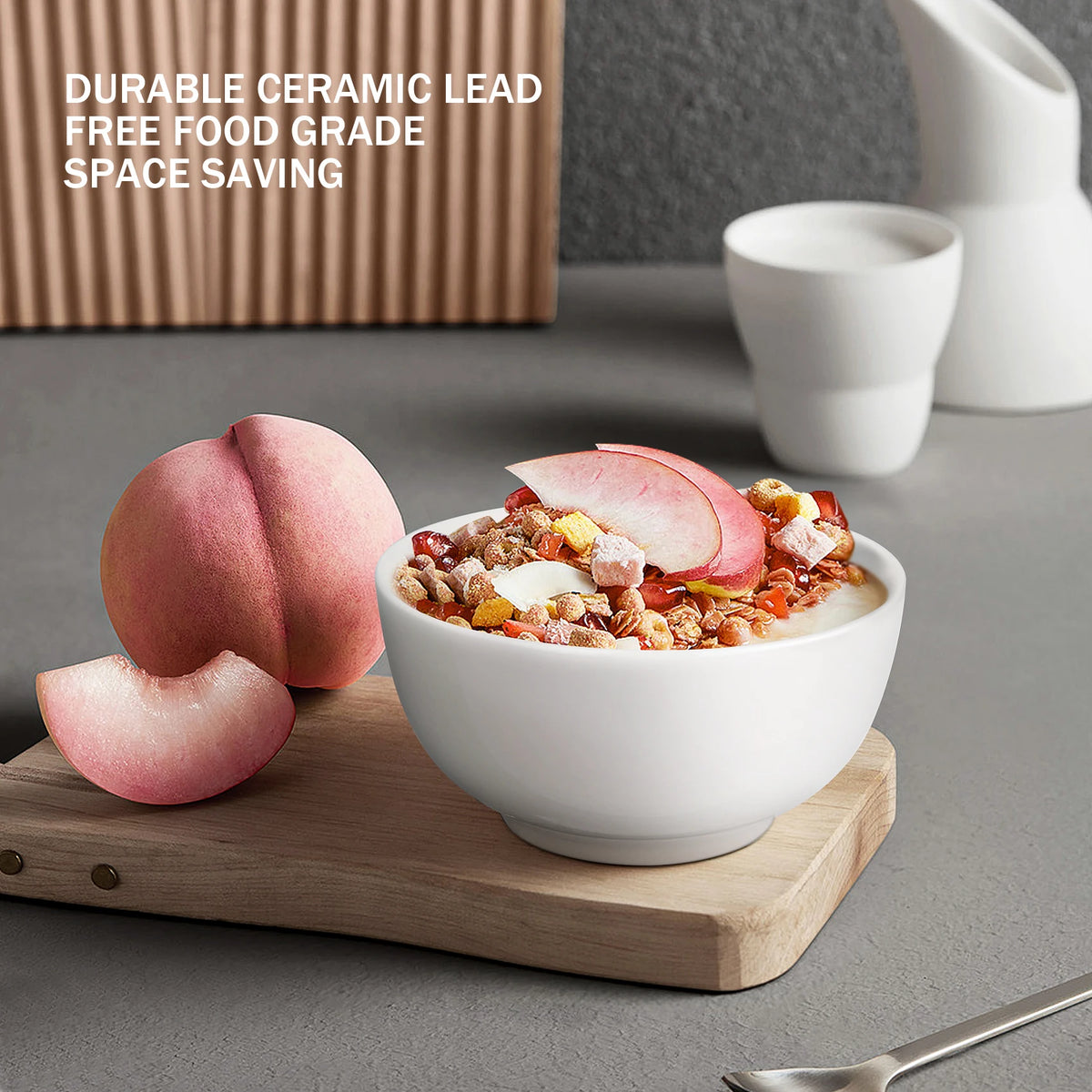 White Porcelain Bowls Set, 10 oz, 8 Pack