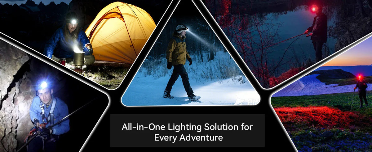 HS42 2100lm Headlamp 18650 USB C Rechargeable RED LED Flashlight SST40 LED EDC Torch with Magnetic for Camping