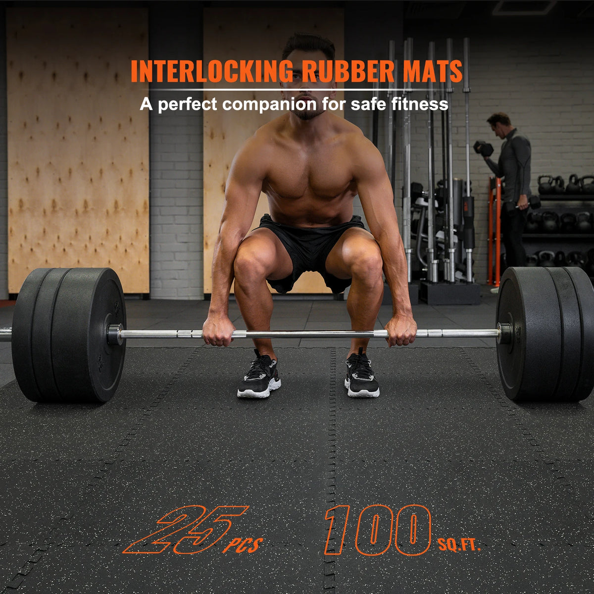 Interlocking EVA Foam Gym Floor Mats with Rubber Top, 1/2 inch Thick Waterproof Workout Tiles