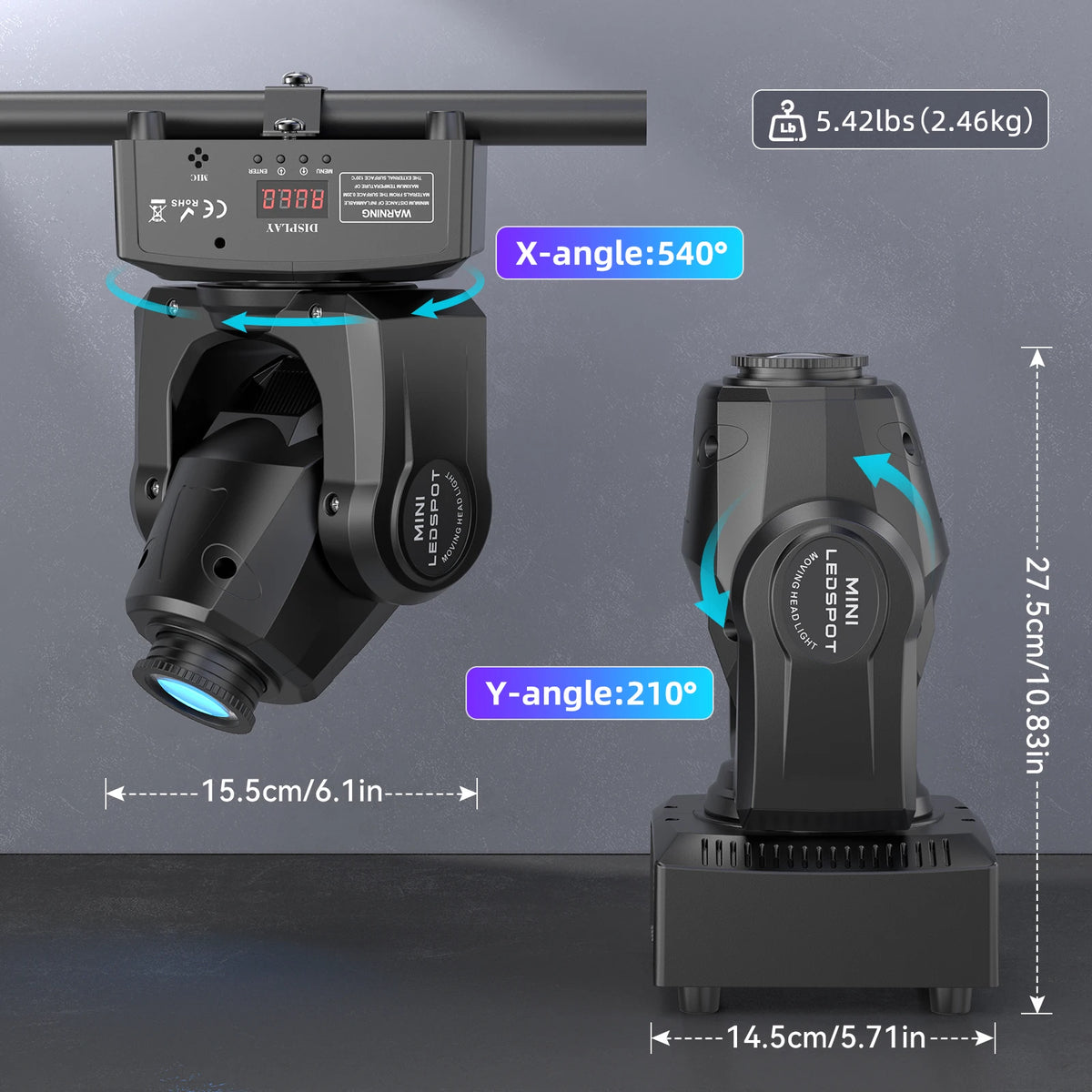 60W Gobo Moving Head Light DMX Remote Control Stage Lighting Effect Projector for DJ Disco Party Bar Club Wedding Birthday