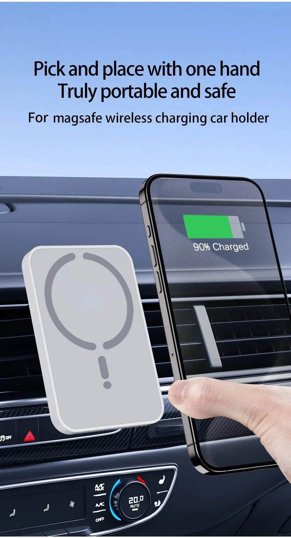 30W Magnetic Wireless Car Charger Vent Mount