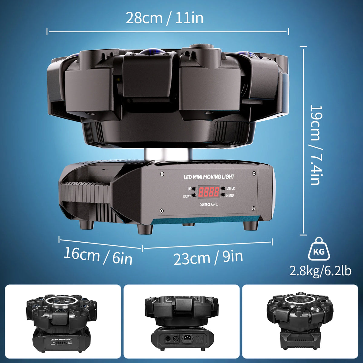 150W 6-Arm RGBW Beam Moving Head Light with Strip Effect Stage Light DMX512 Honeycomb Beam Strobe Effect for DJ Party