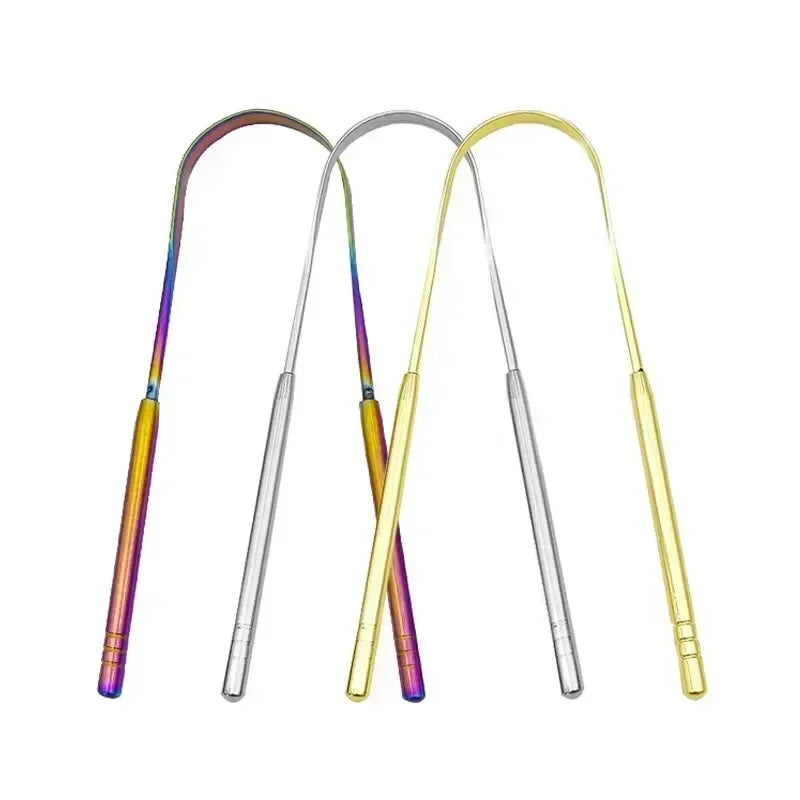Stainless Steel Tongue Scraper, U-shaped Metal Tongue Cleaner 3 Colors, Fresh Breath Oral Hygiene Care Tool